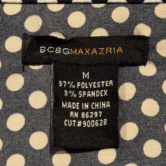 BCBGMaxazria Top Y2K Cottagecore Dark Academia Coquette Polka Dot Black Medium - Picture 3 of 7